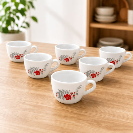 Conjunto 6 Xícaras Decoradas Tropical Para Chá Café 130ml Branco Tropical Lagoon
