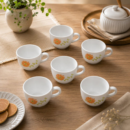 Conjunto 6 Xícaras Decoradas Tropical Para Chá Café 130ml Branco Tropical Lagoon